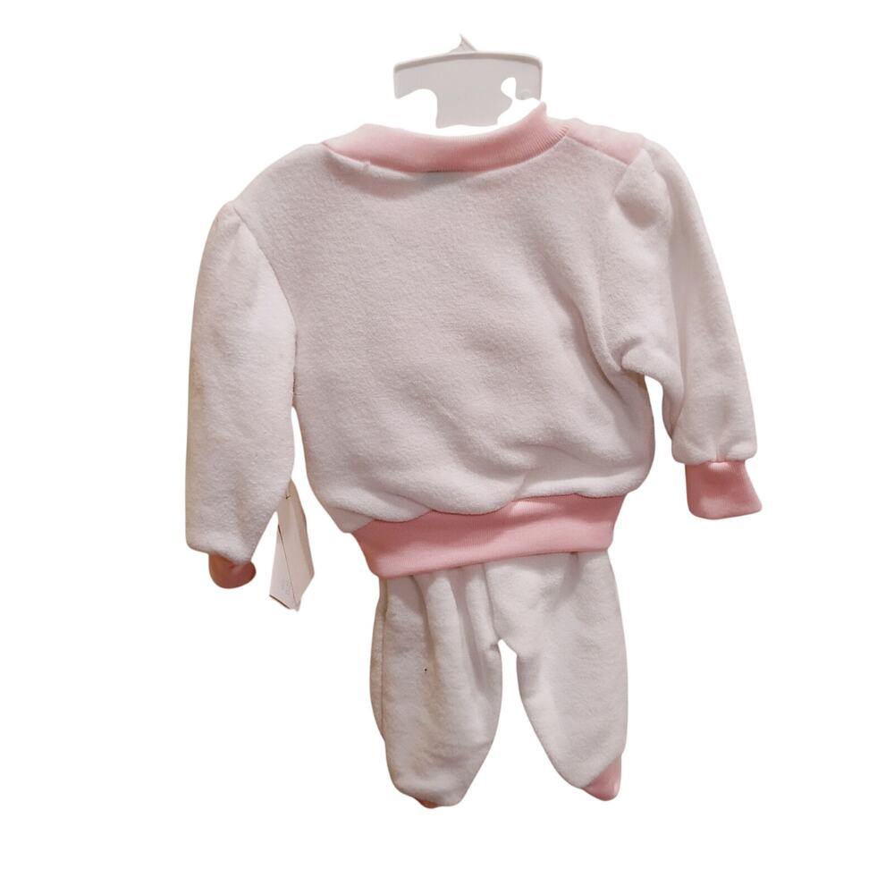 VTG Bright Future 6-9 Months Baby Pink White Bunny Cat Balloon Fleece Outfit NWT - Picture 2 of 6